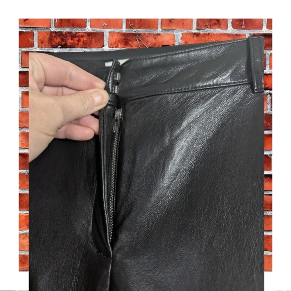 NWT Babaton Aritzia Wide Leg Flare Black Faux Leather Pants Size 10 - Picture 6 of 12